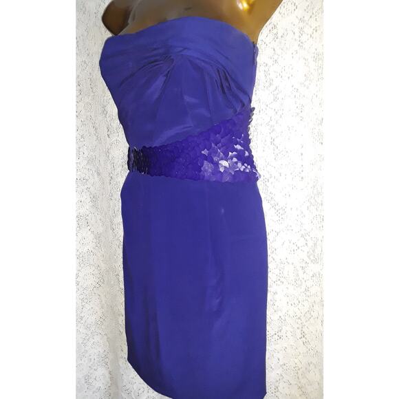 Versace Sz 42 IT Royal Blue Strapless Sequin Embellished Cocktail Dress - Picture 6 of 12